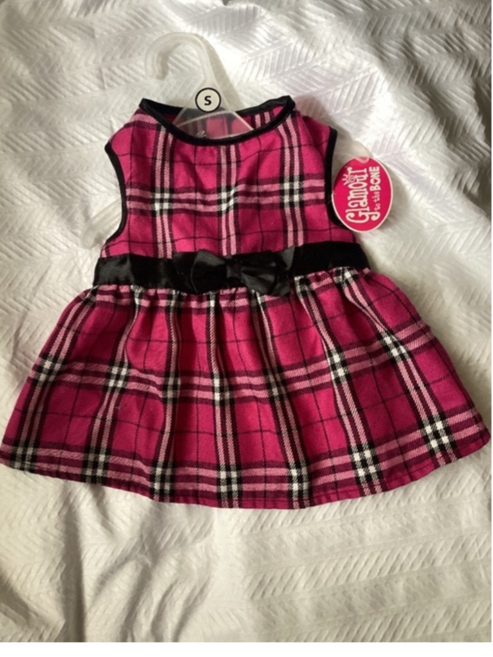 Glamour to the Bone PINK PLAID Dog Dress Sz SMALL New